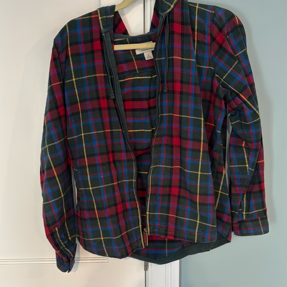 ll bean flannel zip up with hood
